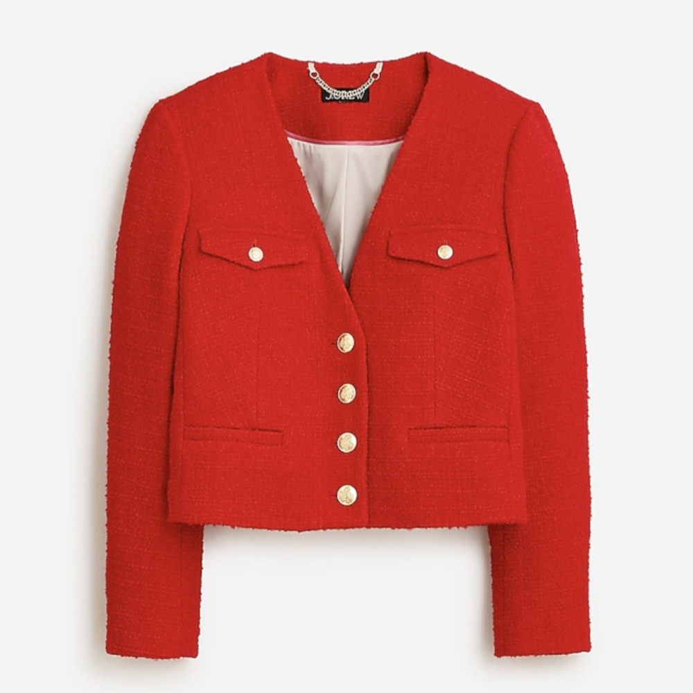 J.Crew V-Neck Lady Jacket in Maritime Tweed